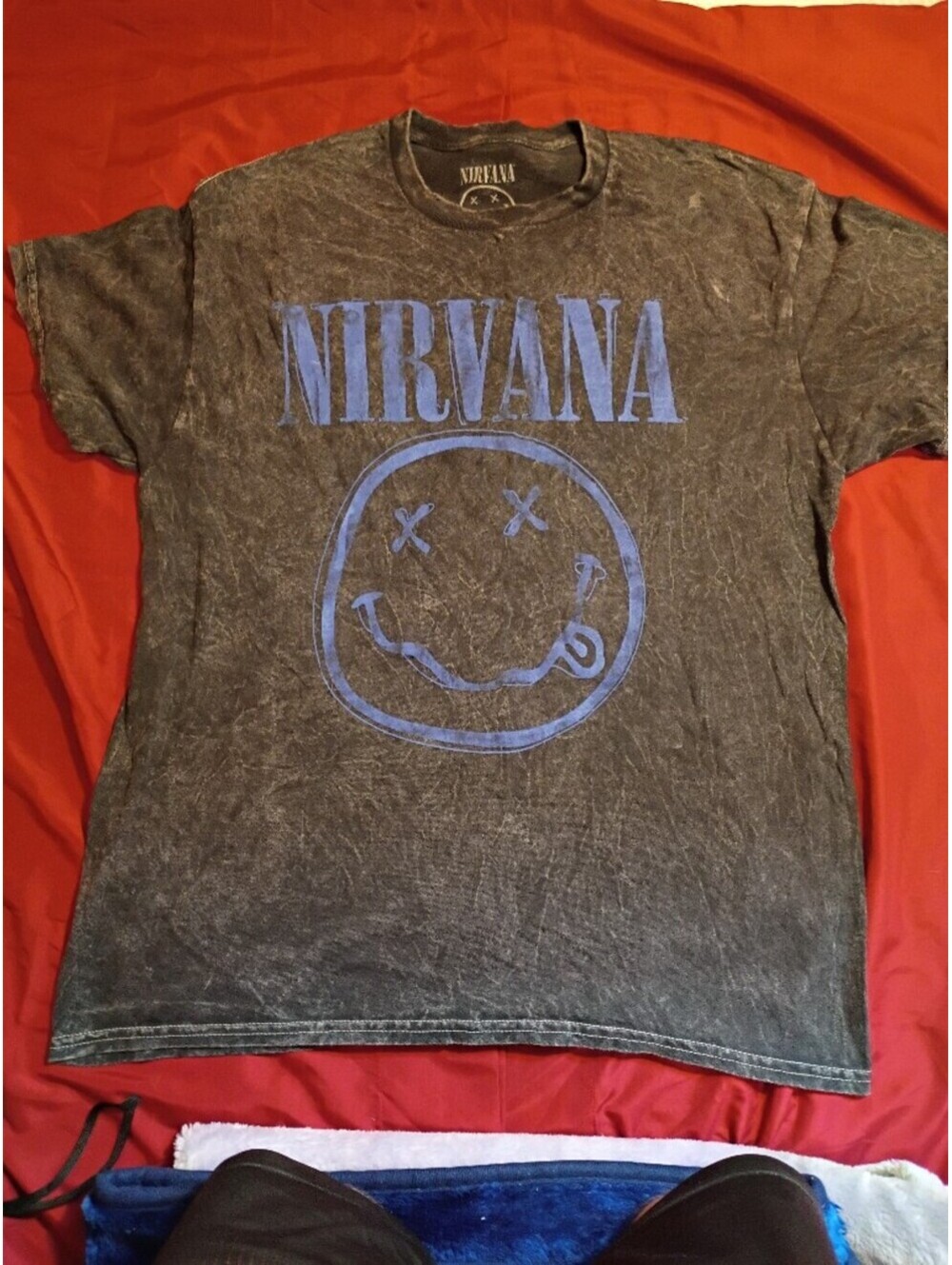 Nirvana Vintage Style Black Washed Cotton T-Shirt Size Large